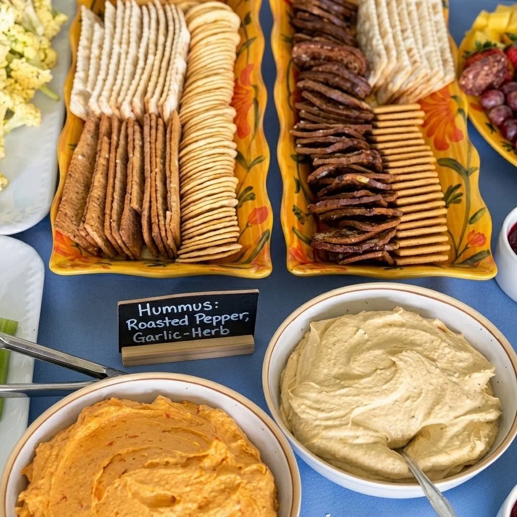 House hummus with crackers