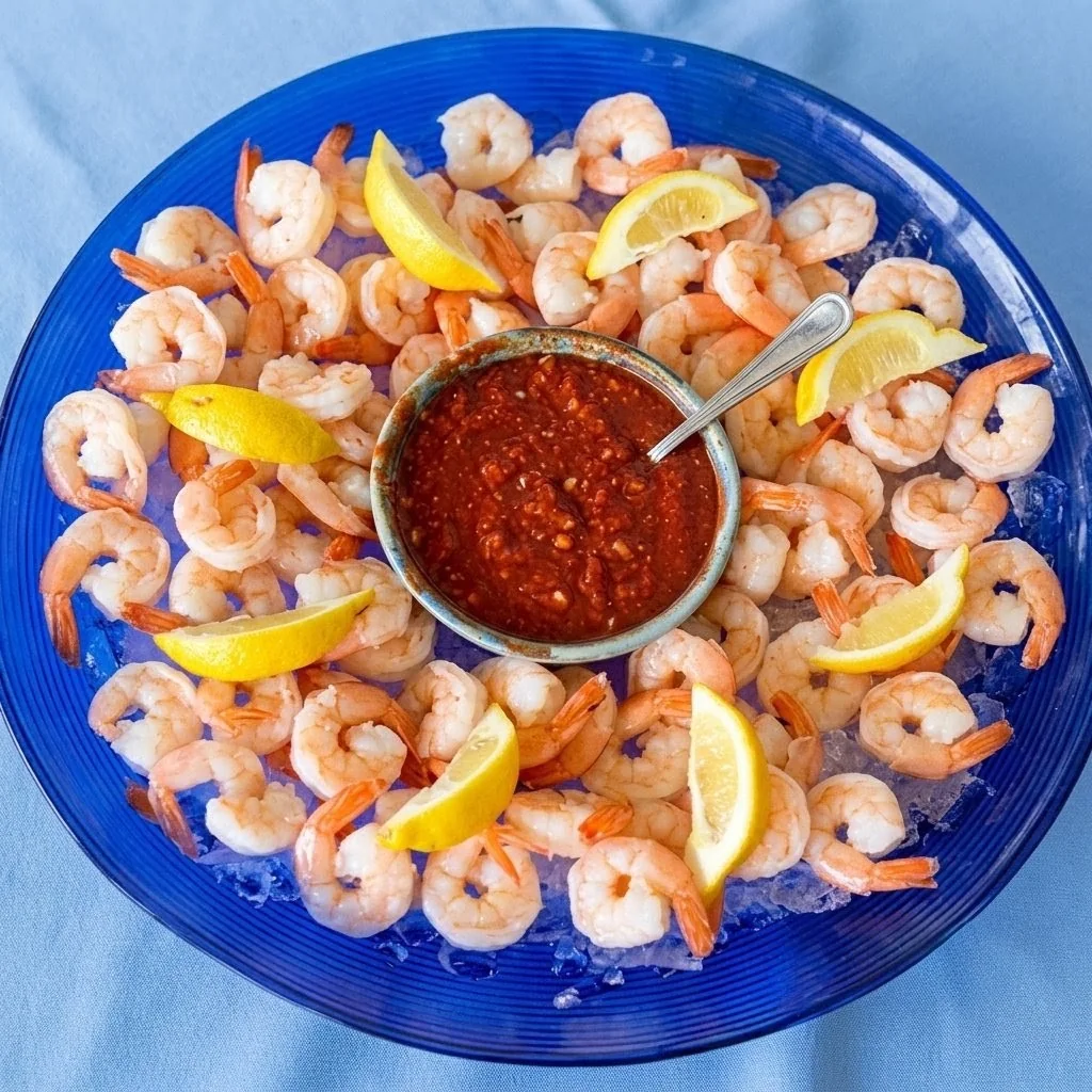 Chilled shrimp cocktail platter