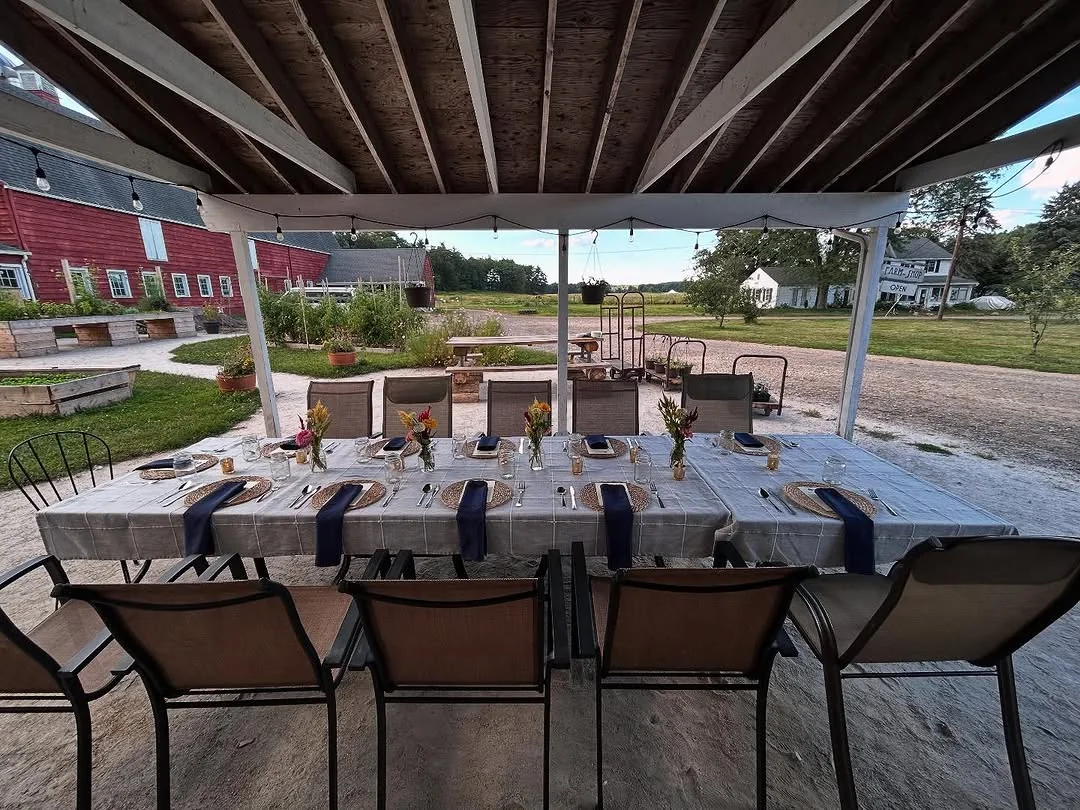 Farm dinner table set up at Sub Edge Farm